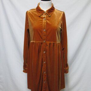 Jodifl velour velveteen knit dress collared button up NEW Size Sz Small Sm S